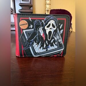 Ghostface Scream Wallet Bifold Horror Scary Movies Faux Leather Black Red